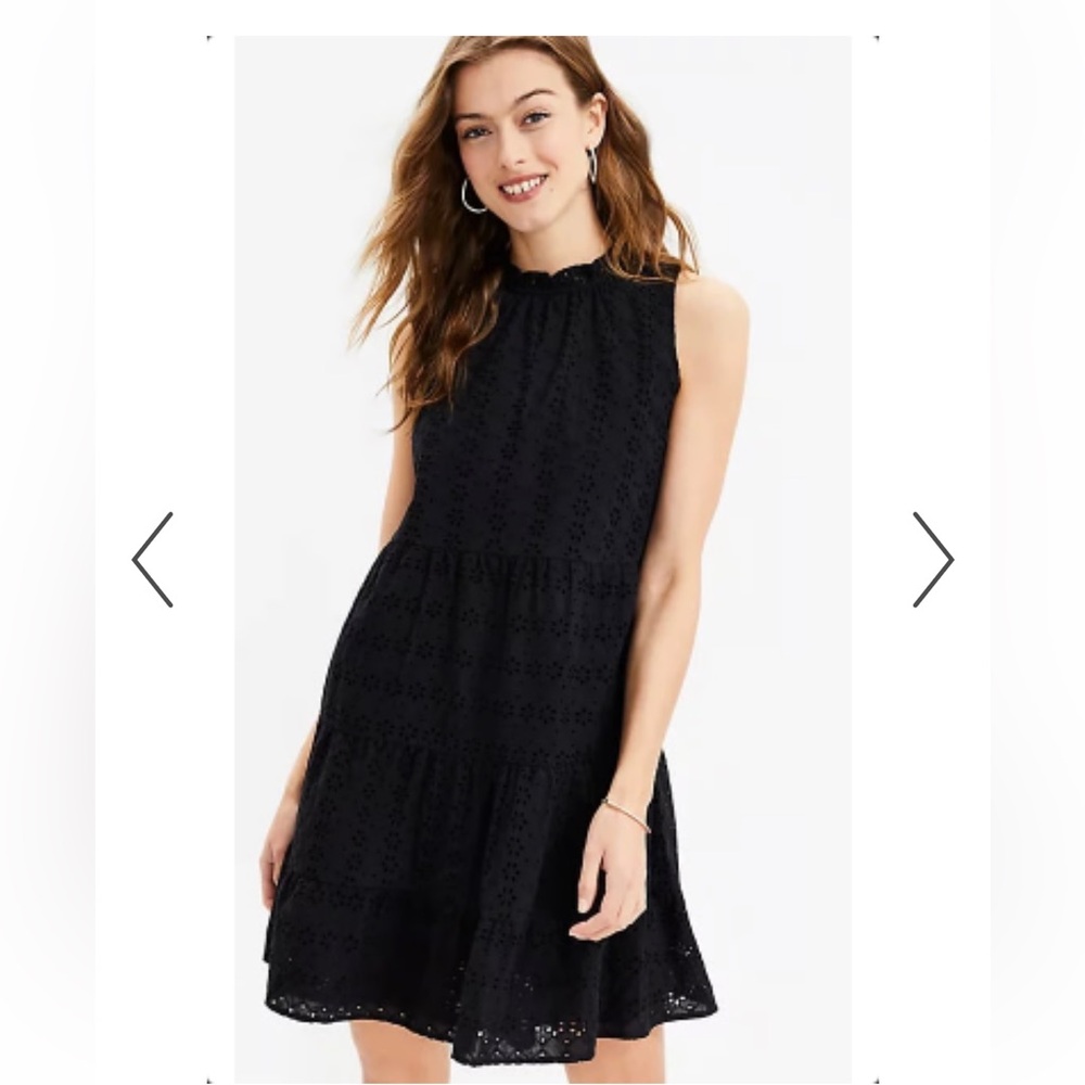 LOFT Black Eyelet Mini Dress